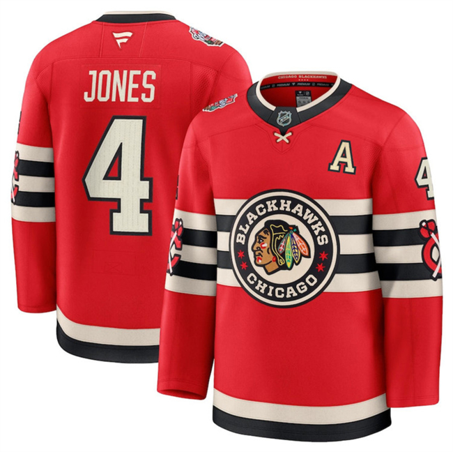 Chicago Blackhawks #4 Seth Jones Red 2024-25 Winter Classic Stitched Hockey Jersey