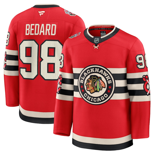 Chicago Blackhawks #98 Connor Bedard Red 2024-25 Winter Classic Stitched Hockey Jersey