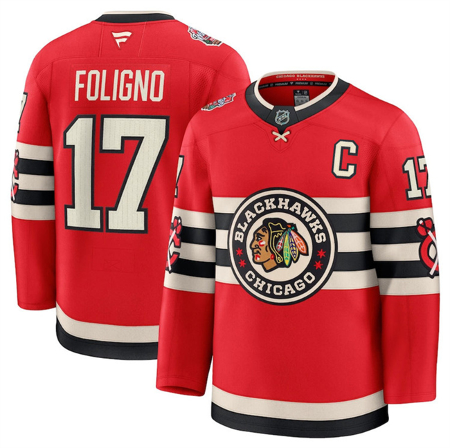Chicago Blackhawks #17 Nick Foligno Red 2024-25 Winter Classic Stitched Hockey Jersey