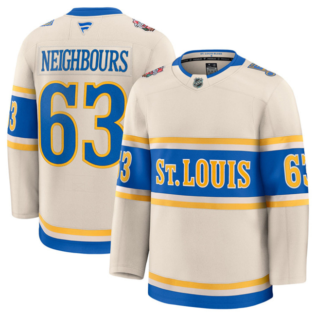 St. Louis Blues #63 Jake Neighbours Cream 2024-25 Winter Classic Stitched Hockey Jersey