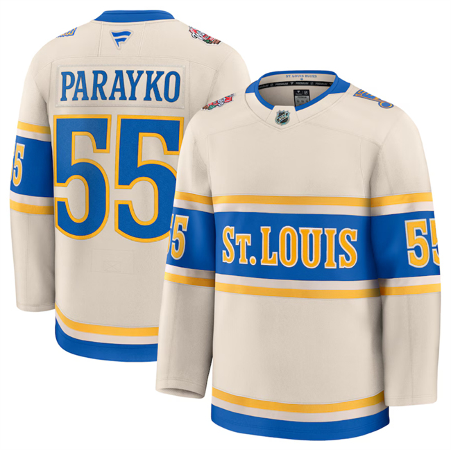 St. Louis Blues #55 Colton Parayko Cream 2024-25 Winter Classic Stitched Hockey Jersey