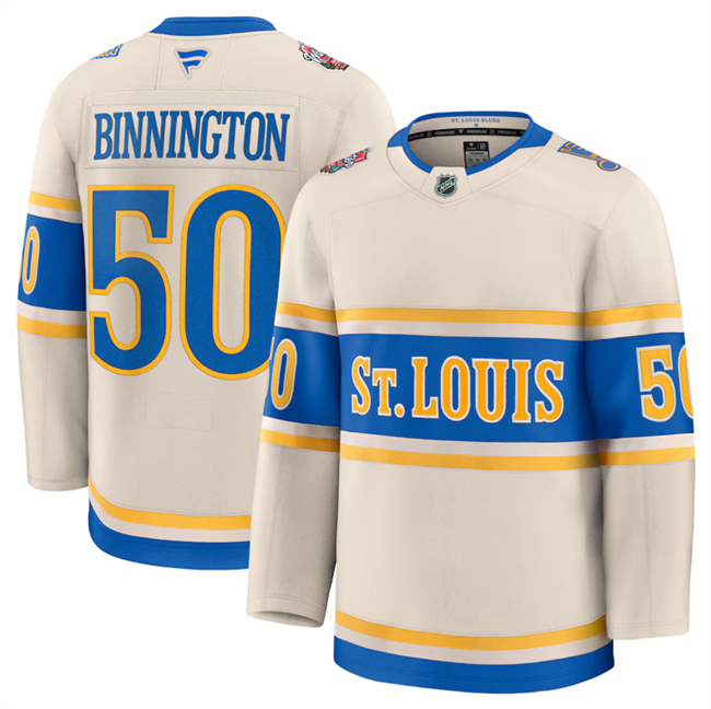 St. Louis Blues #50 Jordan Binnington Cream 2024-25 Winter Classic Stitched Hockey Jersey