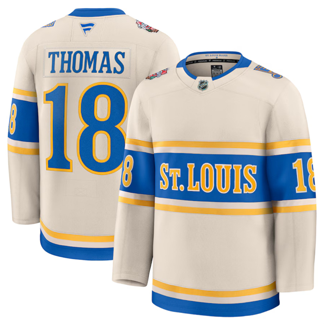 St. Louis Blues #18 Robert Thomas Cream 2024-25 Winter Classic Stitched Hockey Jersey