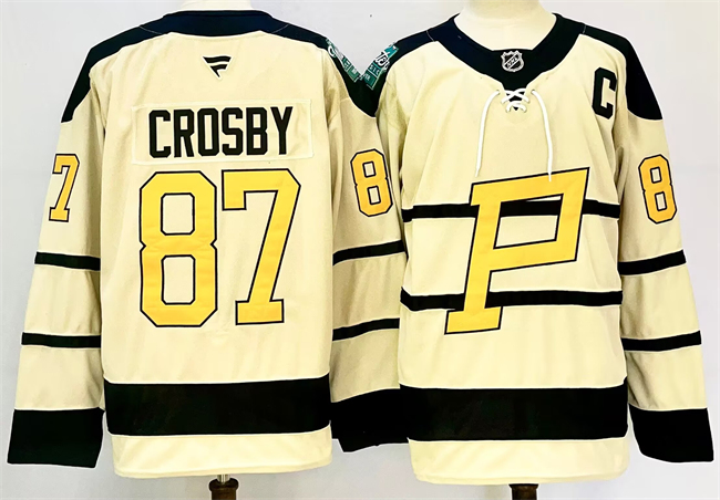 Pittsburgh Penguins #87 Sidney Crosby Cream 2024-25 With C Patch Winter Classic Stitched Hockey Jersey