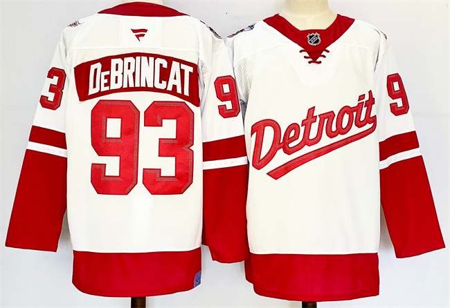 Detroit Red Wings #93 Alex DeBrincat White Red 2024-25 Stitched Jersey