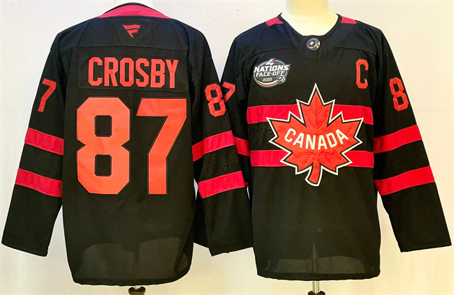 Canada #87 Sidney Crosby Black 2025 4 Nations Face-Off Premium With C Patch Stitched Jersey