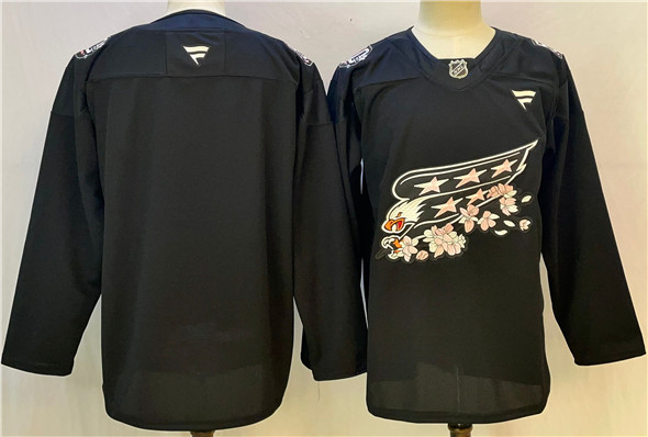 Washington Capitals Blank Black Cherry Blossom Stitched Hockey Jersey
