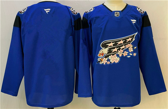 Washington Capitals Blank Blue Cherry Blossom Stitched Hockey Jersey