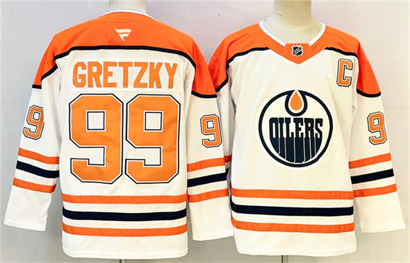 Edmonton Oilers #99 Wayne Gretzky White Orange 2024-25 With C Patch Heritage Classic Primegreen Stitched Jersey Edmonton Oilers #99 Wayne Gretzky White Orange 2024-25 With C Patch Heritage Classic Primegreen Stitched Jersey