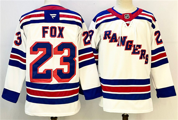 New York Rangers #23 Adam Fox White 2024-25 Away Stitched Hockey Jersey
