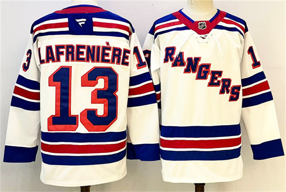 New York Rangers #13 Alexis Lafreniere White 2024-25 Away Stitched Hockey Jersey