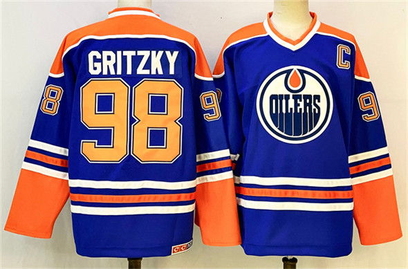 Edmonton Oilers #98 Wayne Gretzky Royal 2025 With C Patch Stitched Hockey Jersey