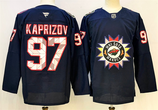 Minnesota Wild #97 Kirill Kaprizov Navy 2024-25 Stitched Hockey Jersey