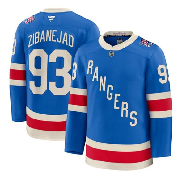 New York Rangers #93 Mika Zibanejad Blue Centennial Stitched Hockey Jersey