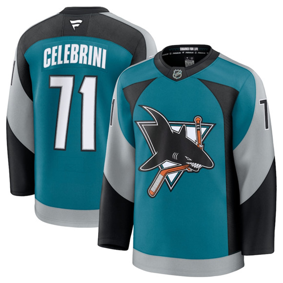 San Jose Sharks #71 Macklin Celebrini Teal 2025 Alternate Stitched Hockey Jersey