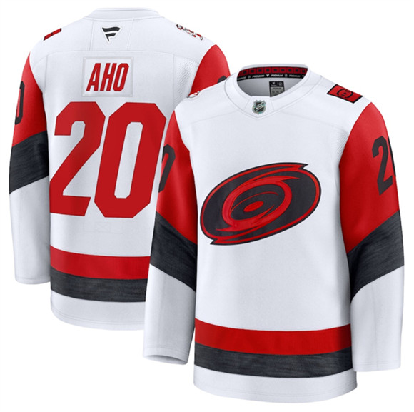 Carolina Hurricanes #20 Sebastian Aho White 2025 Away Stitched Hockey Jersey