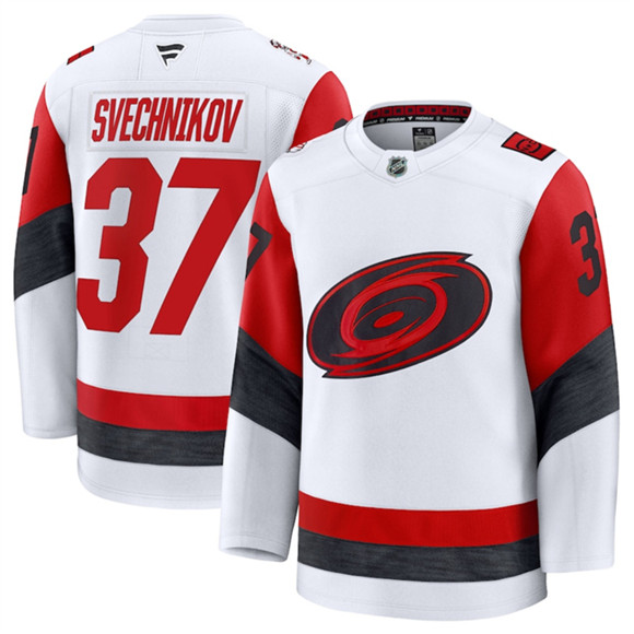 Carolina Hurricanes #37 Andrei Svechnikov White 2025 Away Stitched Hockey Jersey