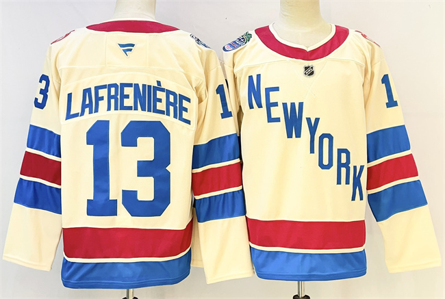 New York Rangers #13 Alexis Lafreniere Beige 2025-26 Winter Classic Stitched Hockey Jersey