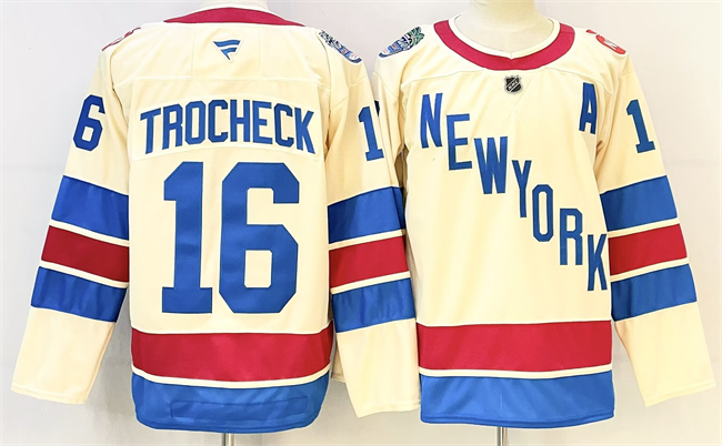 New York Rangers #16 Vincent Trocheck Beige 2025-26 Winter Classic With A Patch Stitched Hockey Jersey