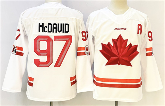 Canada Hockey #97 Connor McDavid White With A Patch Stitched Jersey Canada Hockey #97 Connor McDavid White With A Patch Stitched Jersey