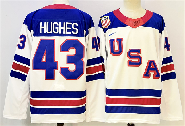 USA #43 Quinn Hughes White 2025-2026 Stitched Jersey USA #43 Quinn Hughes White 2025-2026 Stitched Jersey