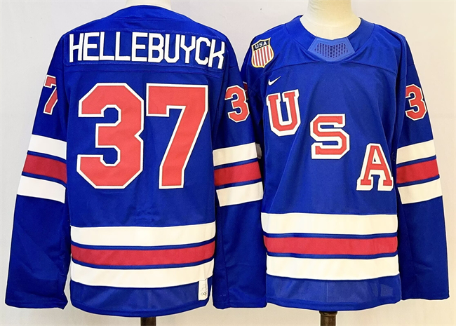 USA #37 Connor Hellebuyck Royal 2025-2026 Stitched Jersey