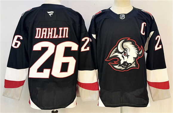 Buffalo Sabres #26 Rasmus Dahlin Black 2024-25 Alternate With C Patch Stitched Jersey