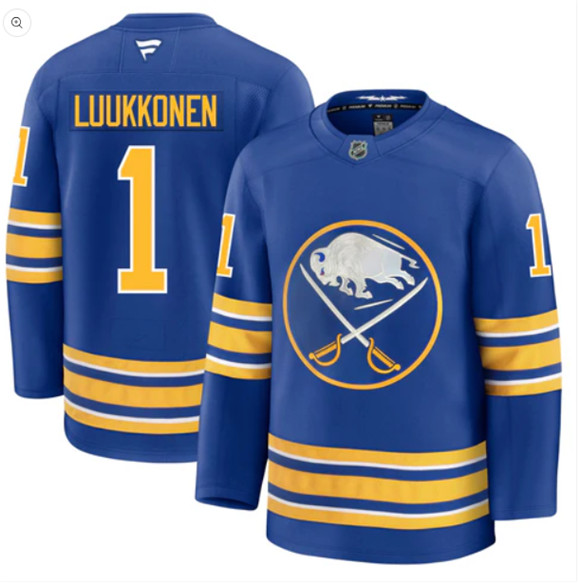 Buffalo Sabres #1 Ukko-Pekka Luukkonen Blue Stitched Hockey Jersey