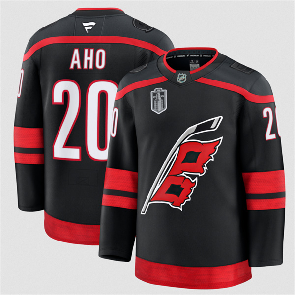 Carolina Hurricanes #20 Sebastian Aho Black 2026 Stanley Cup Final Home Premium Hockey Stitched Jersey