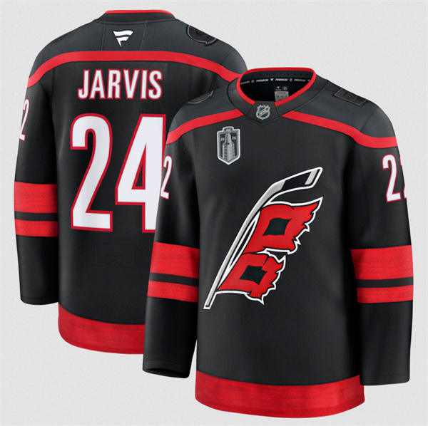 Carolina Hurricanes #24 Seth Jarvis Black 2026 Stanley Cup Final Home Premium Hockey Stitched Jersey