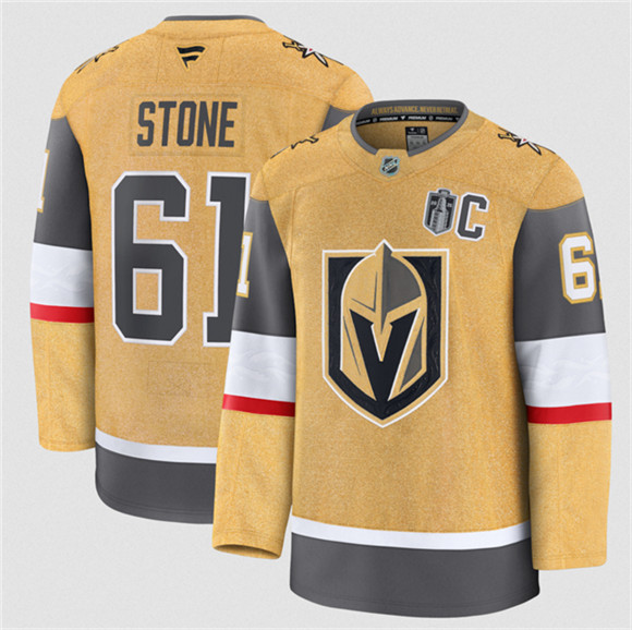Vegas Golden Knights #61 Mark Stone Gold 2026 Stanley Cup Final Patch And C Patch Home Stitched Hockey Jersey