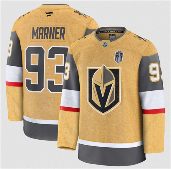 Vegas Golden Knights #93 Mitch Marner Gold 2026 Stanley Cup Final Patch Home Stitched Hockey Jersey