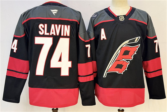 Carolina Hurricanes #74 Jaccob Slavin Black 2024-25 With A Patch Stitched Hockey Jersey