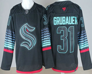 Seattle Kraken #31 Philipp Grubauer Black Alternate Authentic Jersey