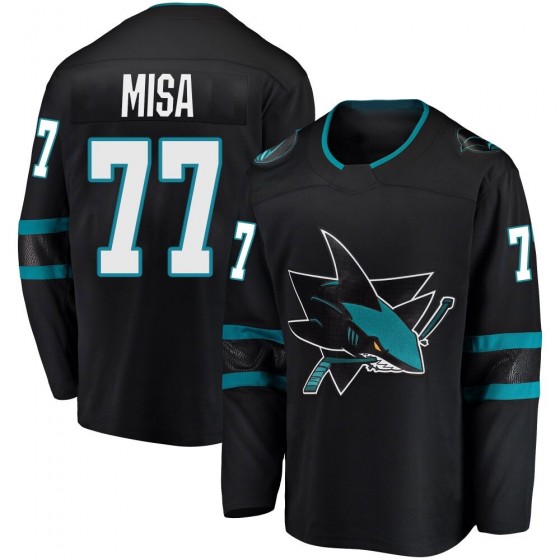 San Jose Sharks #77 Michael Misa Alternate Black Jersey San Jose Sharks #77 Michael Misa Alternate Black Jersey