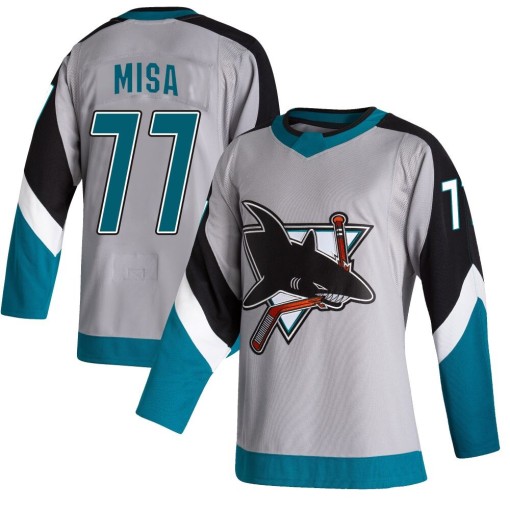 San Jose Sharks #77 Michael Misa Authentic Gray 2020-21 Reverse Retro Jersey San Jose Sharks #77 Michael Misa Authentic Gray 2020-21 Reverse Retro Jersey