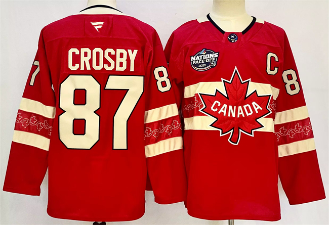 Canada #87 Sidney Crosby Red 2025 4 Nations Face-Off Premium Stitched Jersey
