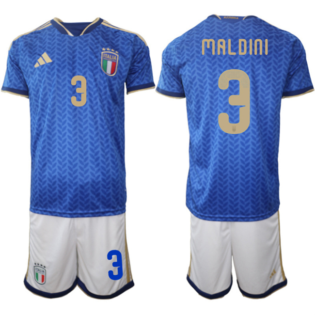 Italy #3 Paolo Maldini 2025-26 Blue Home Soccer Jersey Suit