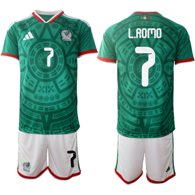 Mexico #7 Luis Romo Green 2025-26 Home Soccer Jersey Suit