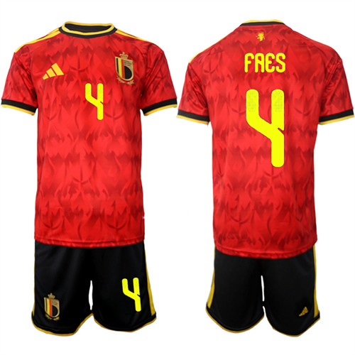 Belgium #4 FAES National Team FIFA x World Cup 2026 Home Red On Field Jersey