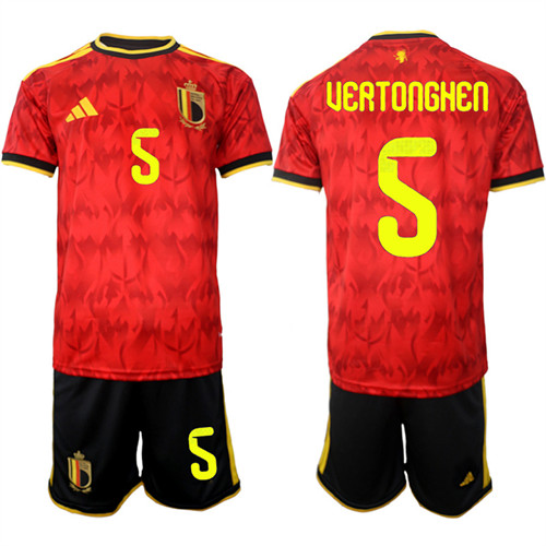 Belgium #5 UEATONGHEN National Team FIFA x World Cup 2026 Home Red On Field Jersey
