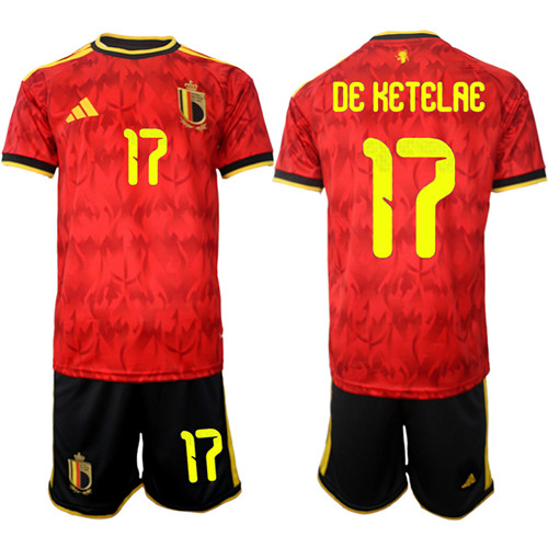 Belgium #17 DE KETELAE National Team FIFA x World Cup 2026 Home Red On Field Jersey