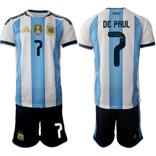 Argentina #7 DE PAUL National Team FIFA x World Cup 2026 Home White On Field Jersey Argentina #7 DE PAUL National Team FIFA x World Cup 2026 Home White On Field Jersey