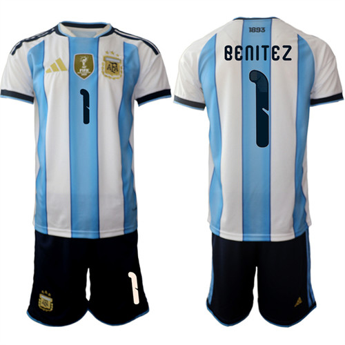 Argentina #1 Benitez National Team FIFA x World Cup 2026 Home White On Field Jersey