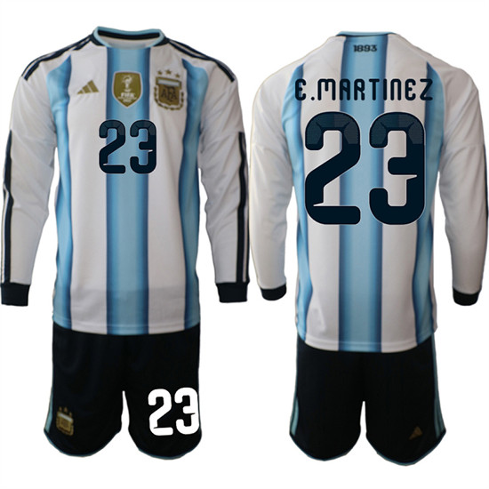 Argentina #23 E.MARTINEZ Long Sleeve National Team FIFA x World Cup 2026 Home White On Field Jersey Argentina #23 E.MARTINEZ Long Sleeve National Team FIFA x World Cup 2026 Home White On Field Jersey