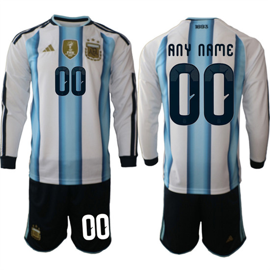 Argentina Custom Any Name And Number Long Sleeve National Team FIFA x World Cup 2026 Home White On Field Jersey Argentina Custom Any Name And Number Long Sleeve National Team FIFA x World Cup 2026 Home White On Field Jersey