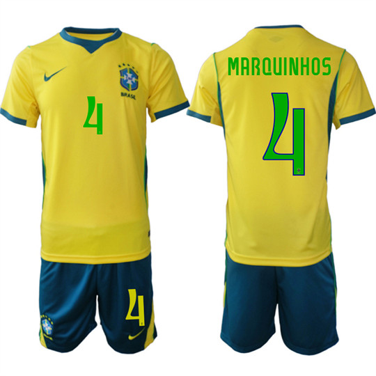 Brazil #4 MARQUINHOS National Team FIFA x World Cup 2026 Home On Field Jersey