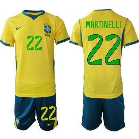 Brazil #22 MARTINELLI National Team FIFA x World Cup 2026 Home On Field Jersey
