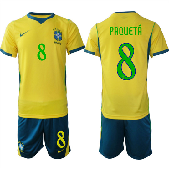 Brazil #8 PAQUETA National Team FIFA x World Cup 2026 Home On Field Jersey