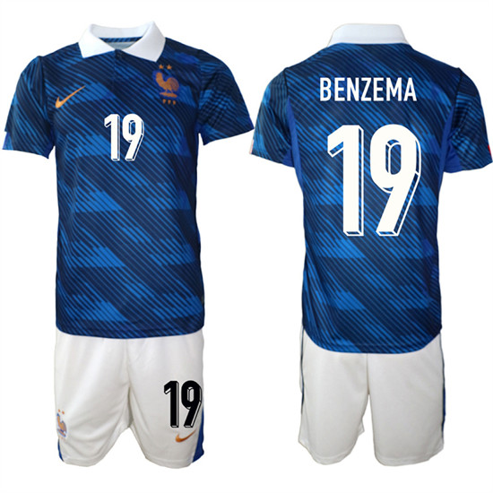 France #19 BENZEMA National Team FIFA x World Cup 2026 Home On Field Jersey